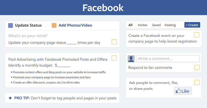 social media checklist for facebook