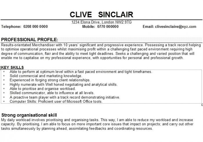 personal statement for cv sample